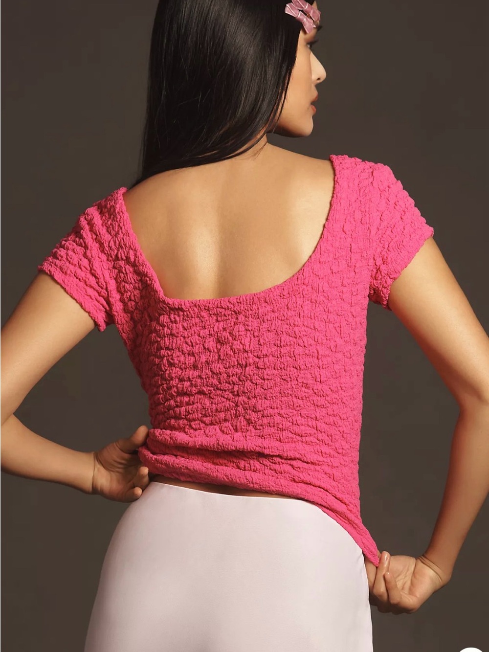 NWT Anthropologie Maeve Socialite Popcorn Pink Rose Tee Size XXS - Picture 3 of 9
